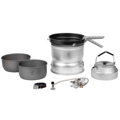 Trangia compact stove set in anodized aluminum for outdoor cooking