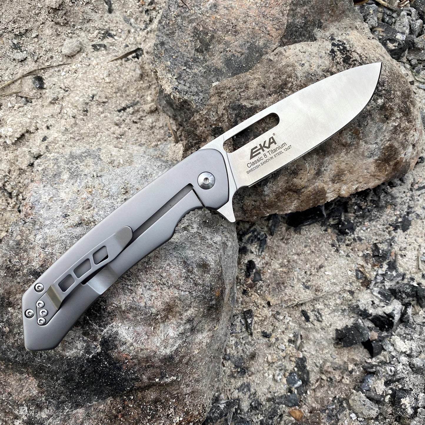 EKA Classic 8 Titanium folding titanium knife made of stainless steel