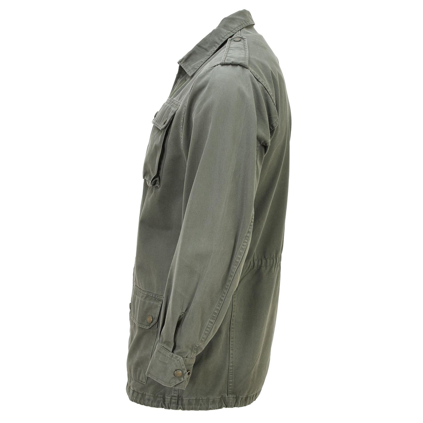 French army military jacket with zipper in olive