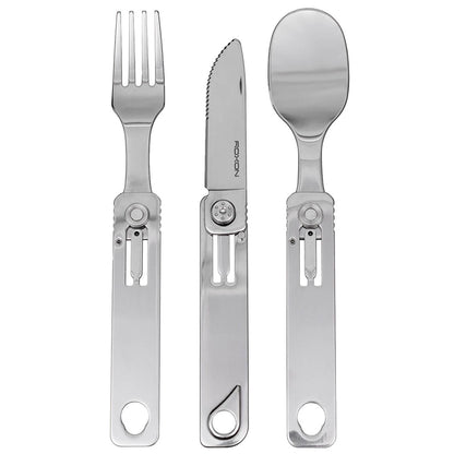 ROXON Cutlery C1 Folding Cutlery Set Stainless Steel Fork Spoon Knife