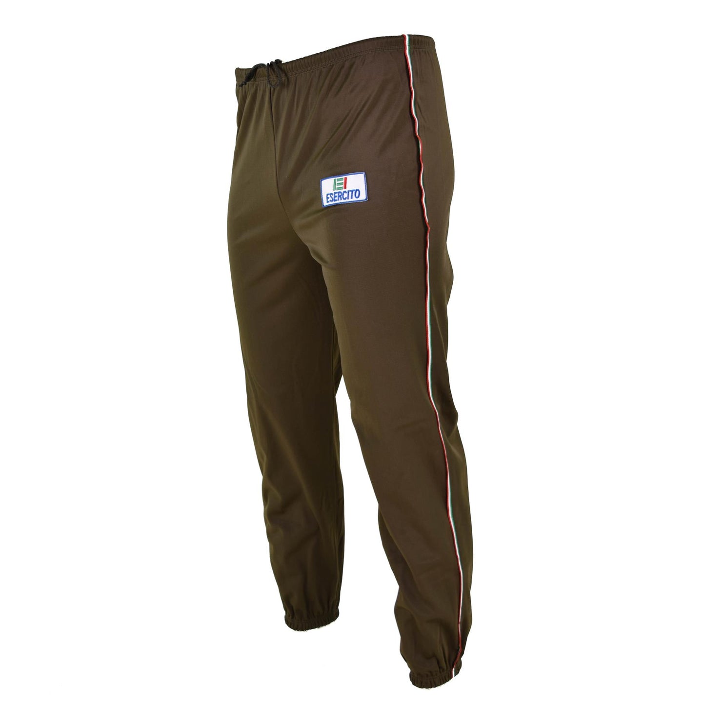 Italian army sweatpants with zippered pockets, brown