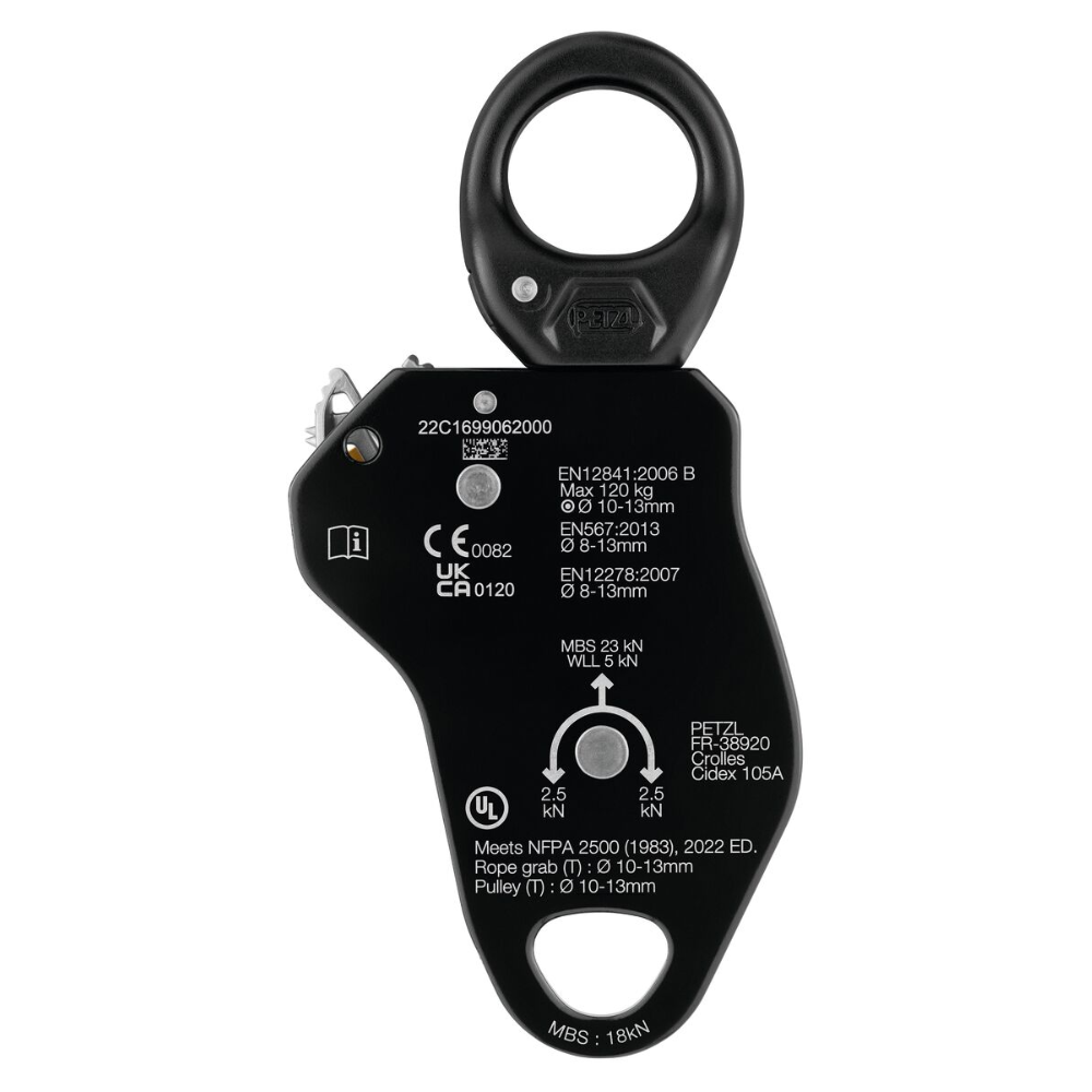PETZL PRO TRAXION alpinizmo skriemulys su fiksatoriumi geltonas
