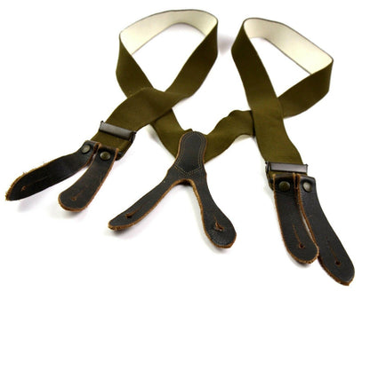 German army leather trousers braces Olive