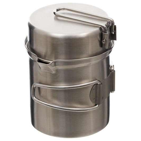 MFH camping pot and pan in stainless steel