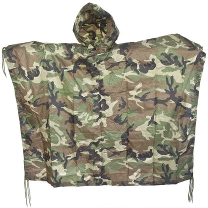 MIL-TEC Poncho Army Style Waterproof RipStop Cloak Woodland Print