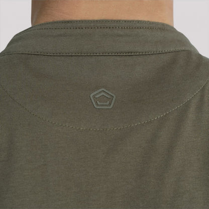 PENTAGON Romeo 2.0 Henley marškinėliai su kvapus mažinančia medžiaga, iš arti, žalsvi, 100% medvilnė.