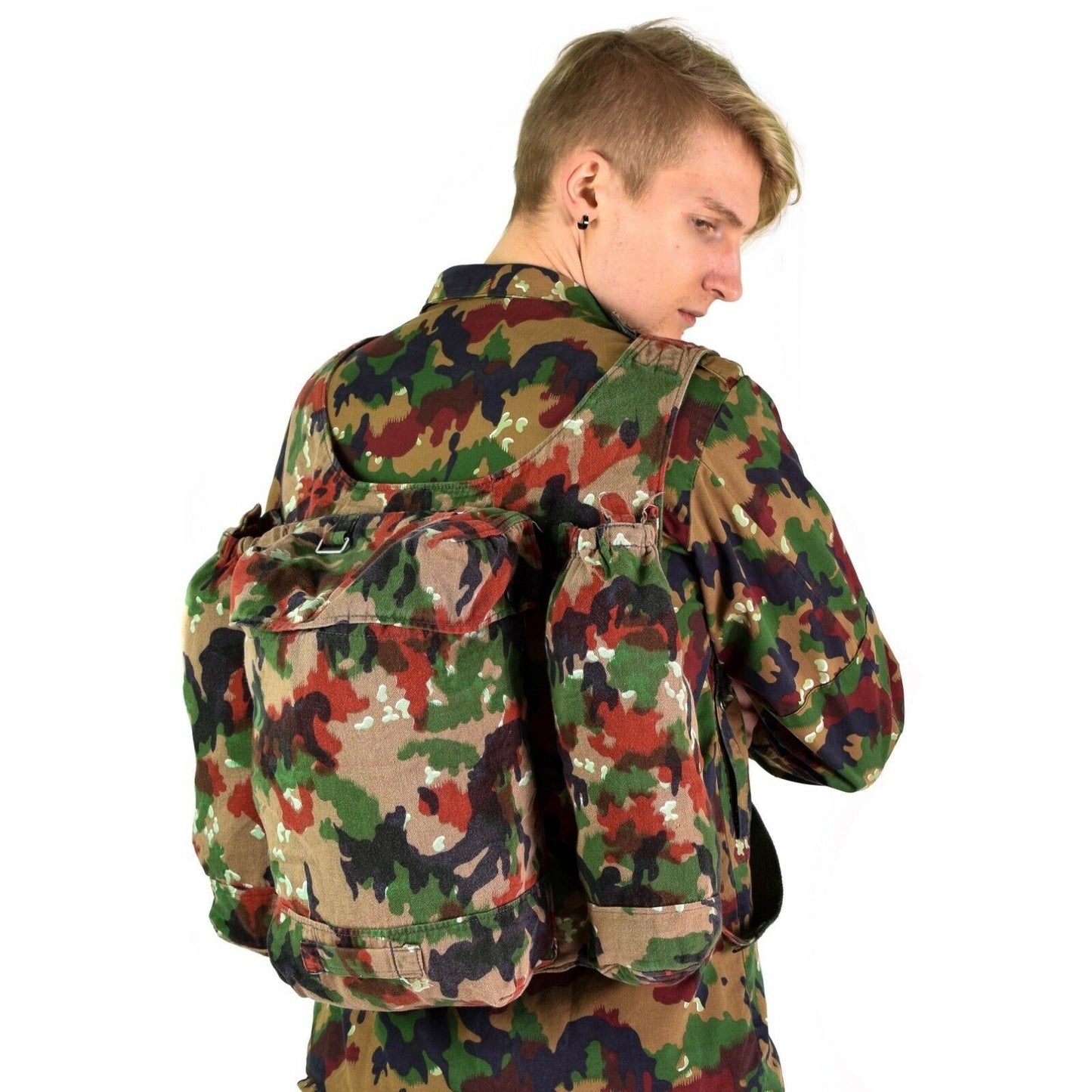 Swiss Army vintage M70 backpack with straps Alpen print