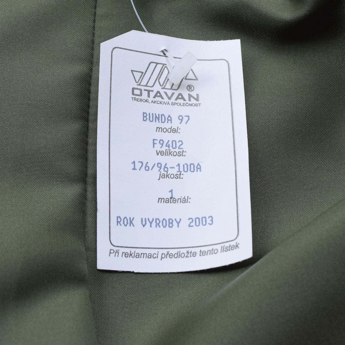 Daily jacket of the Czech army in green color