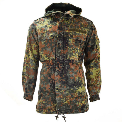 German army parka jacket with lining in Flecktarn print