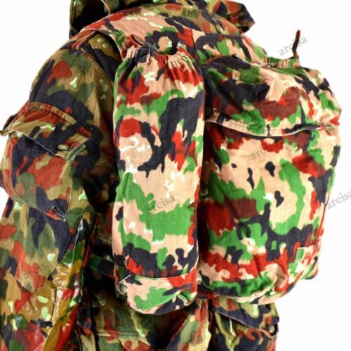 Swiss army backpack attached to jacket Alpenflage print