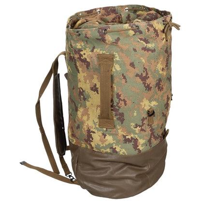 Italian army backpack cylindrical 40 liter capacity Vegetato printing