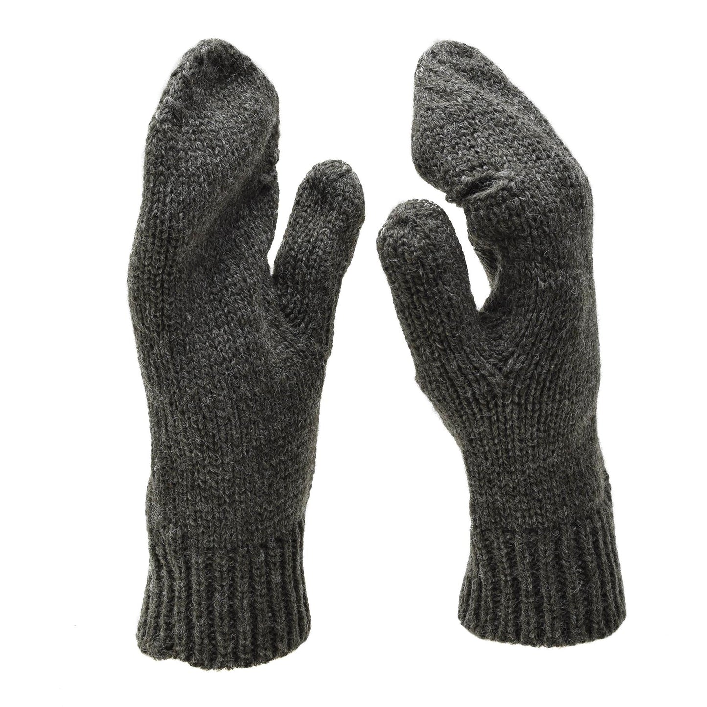 Swiss Army Wool Mittens for Cold Weather Gray