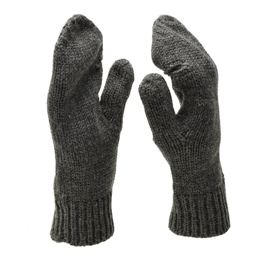 Swiss Army Wool Mittens for Cold Weather Gray