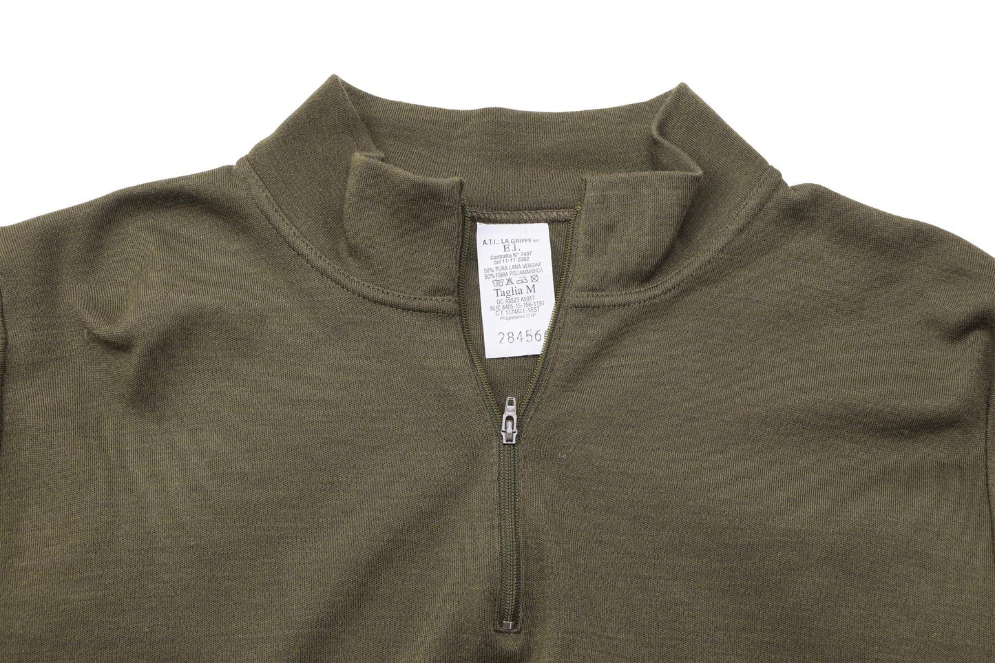 Italian Army Zip Up Undershirt Olive