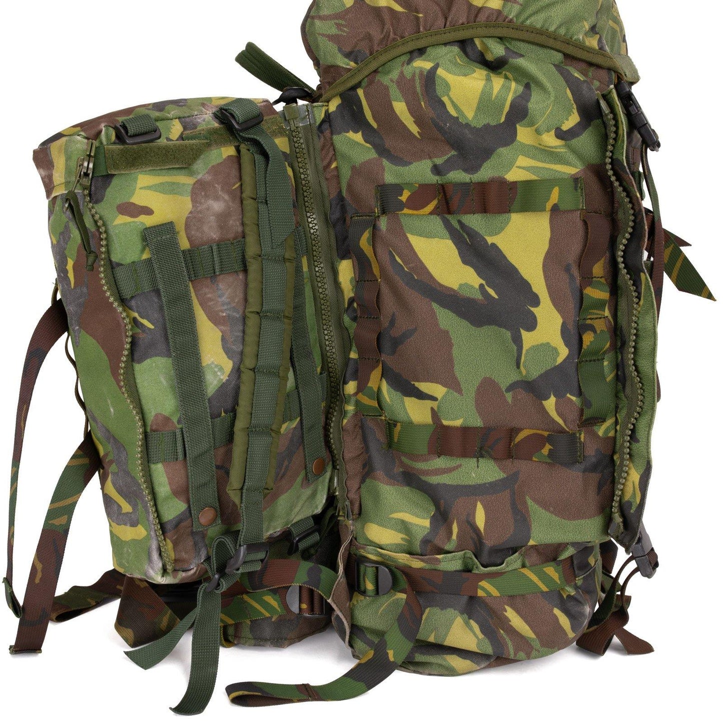 Dutch army tactical hiking backpack 60 liter capacity Woodland print