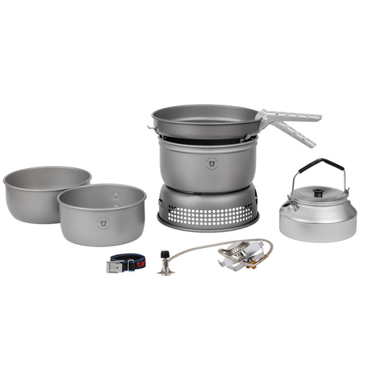 The Trangia outdoor cooking stove set is adapted for hiking