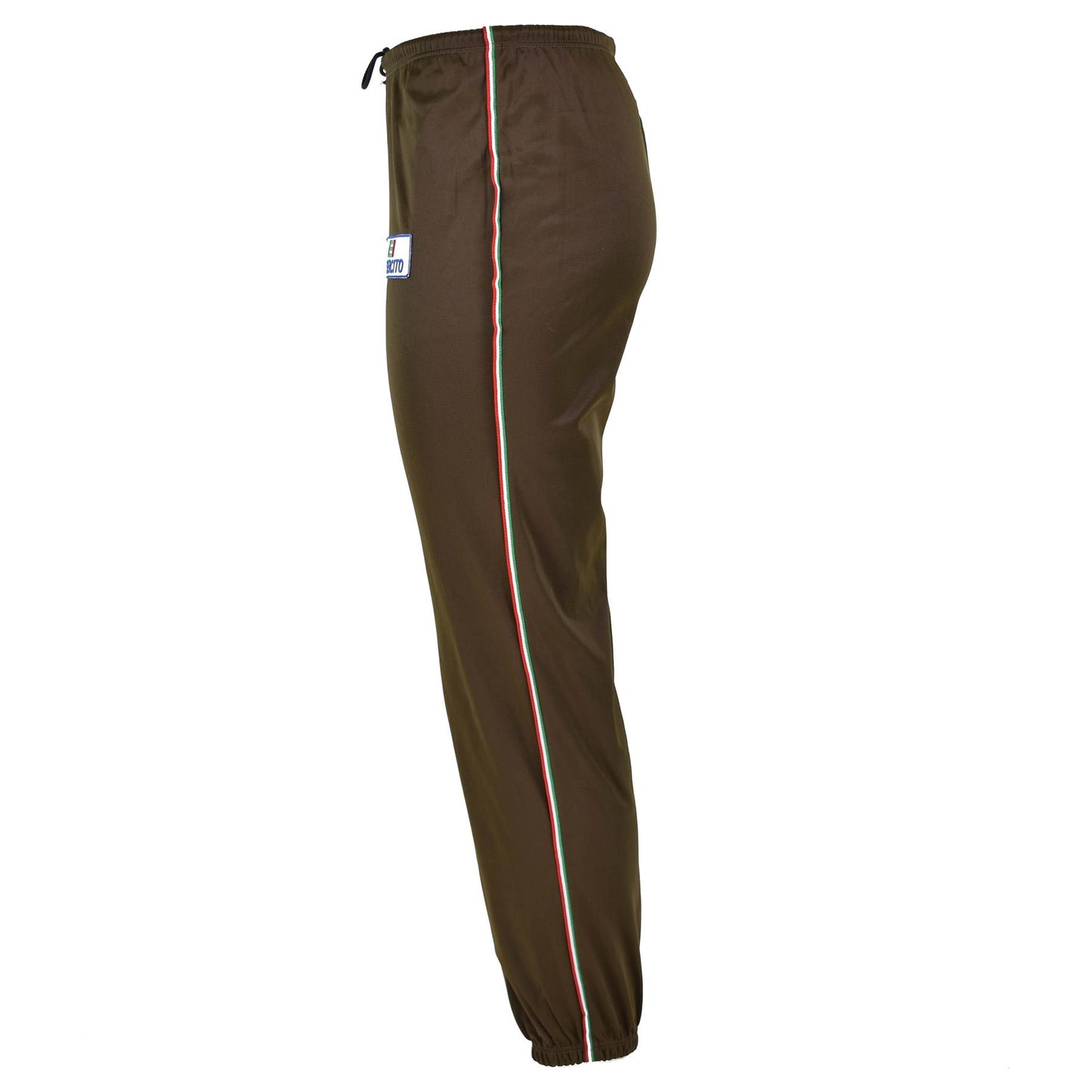 Italian army sweatpants with zippered pockets, brown