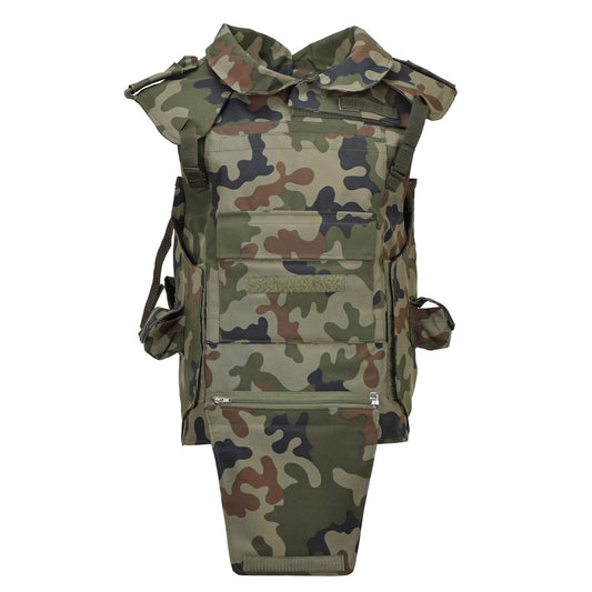 Polish army tactical vest with holsters for storing equipment Woodland print