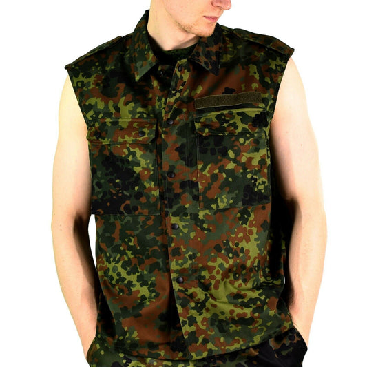 German military vest with zipper Flecktarn print