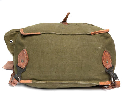 Romanian army vintage style backpack with leather straps