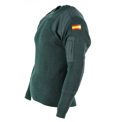 Spanish army sweater with oval neck Green