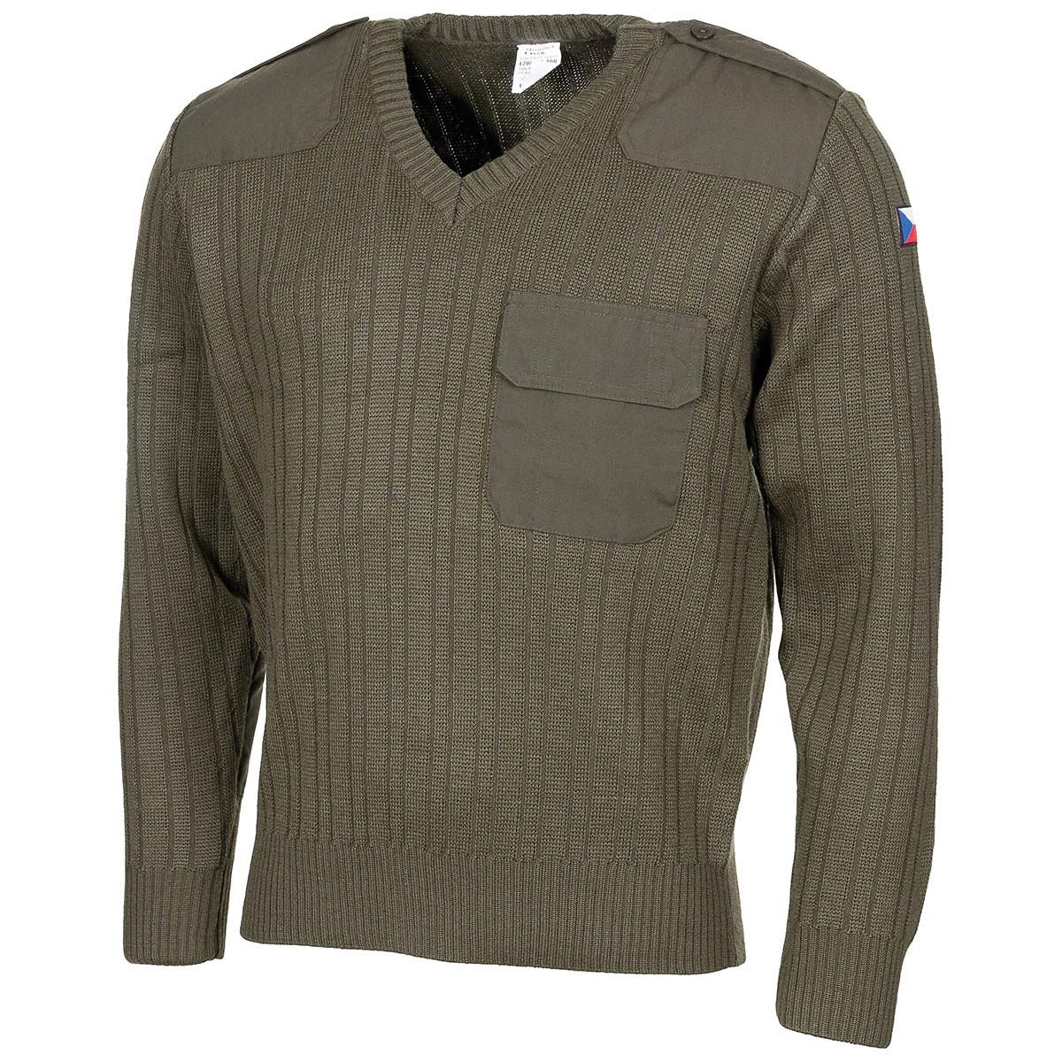 Czech army wool sweater with V-neck