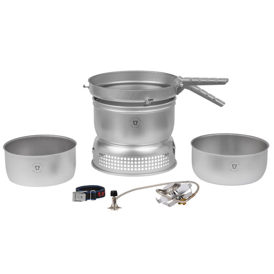 Trangia compact tableware set for an outdoor kitchen with a gas stove