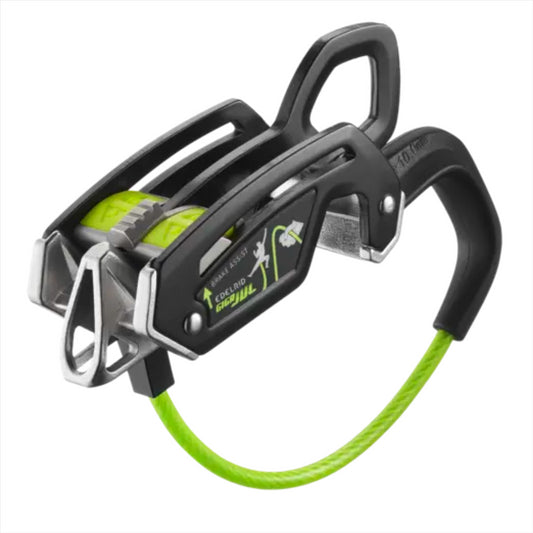 Edelrid GIGA JUL 2in1 saugos įtaisas tinka 8.5–10.5 mm virvėms, pagamintas iš nerūdijančio plieno ir aliuminio.