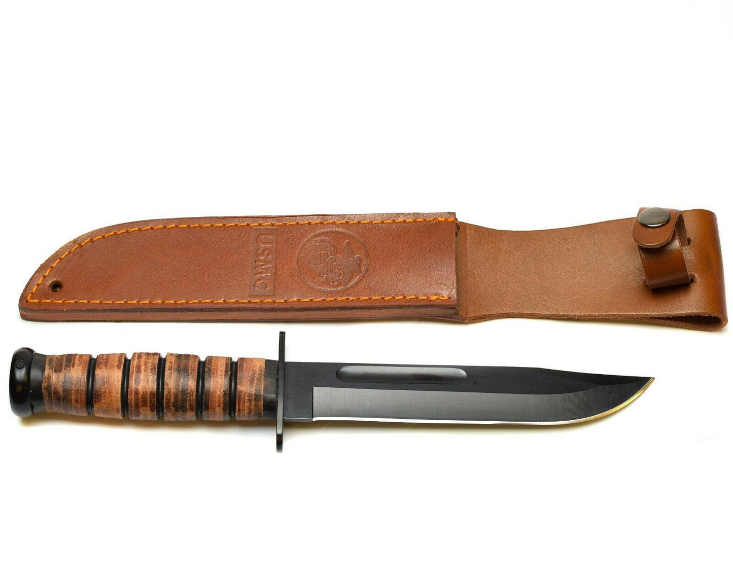 MIL-TEC USMC Fixed Blade Tactical Knife with Leather Sheath