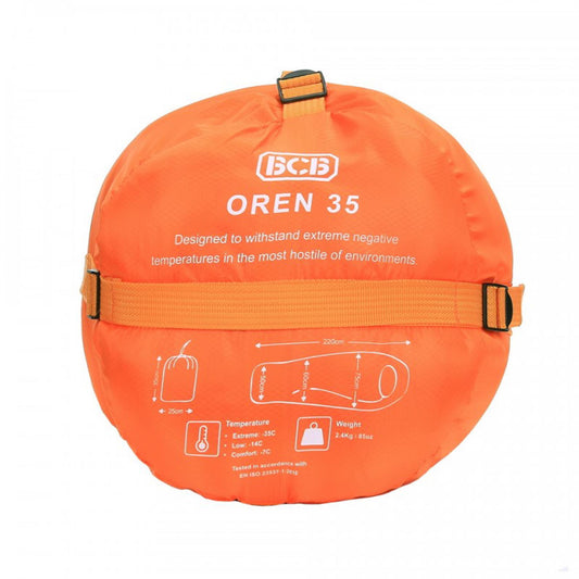 BCB Oren 35 winter sleeping bag for cold weather, 220 cm long, orange color