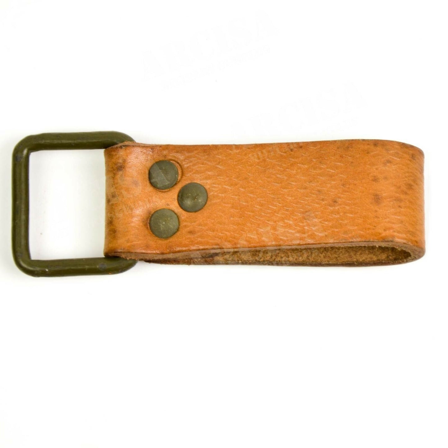 Czech army leather belt loop with metal buckle