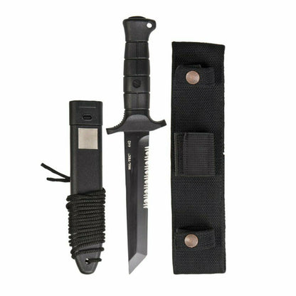 MIL-TEC combat semi-serrated knife KM 2000 with case