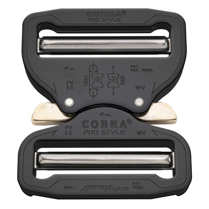 COBRA PRO STYLE juoda greito paleidimo diržo sagtis su metaliniu užraktu ir AustriAlpin logotipu, 50mm pločio