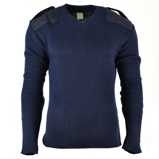 Italian army wool sweater V-neck Blue