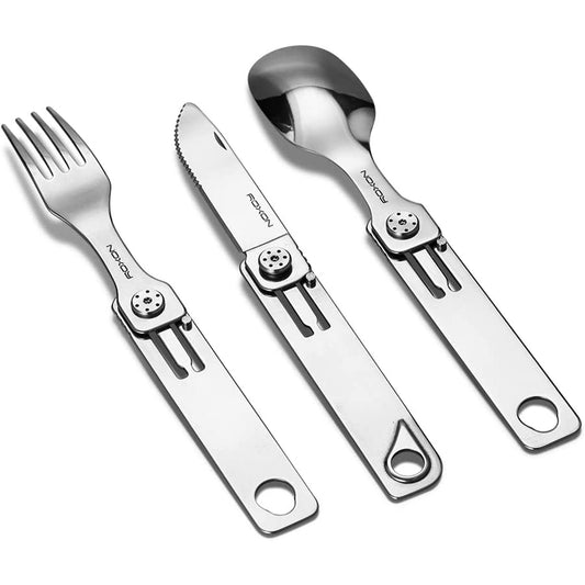 ROXON Cutlery C1 Folding Cutlery Set Stainless Steel Fork Spoon Knife