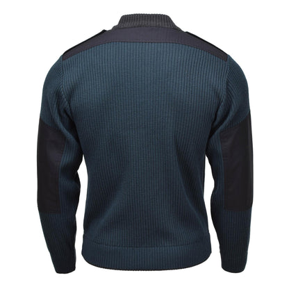 Dutch army sweater with a quarter zip in blue