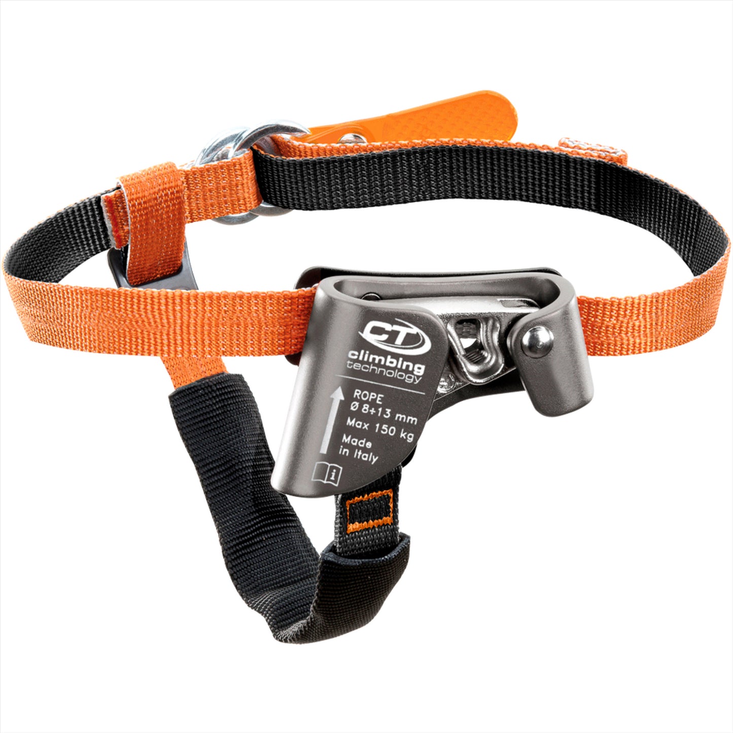 Climbing Technology QUICK STEP-S pėdos ascenderis dešinei kojai su reguliuojamais dirželiais ir tvirtinimu virvei.