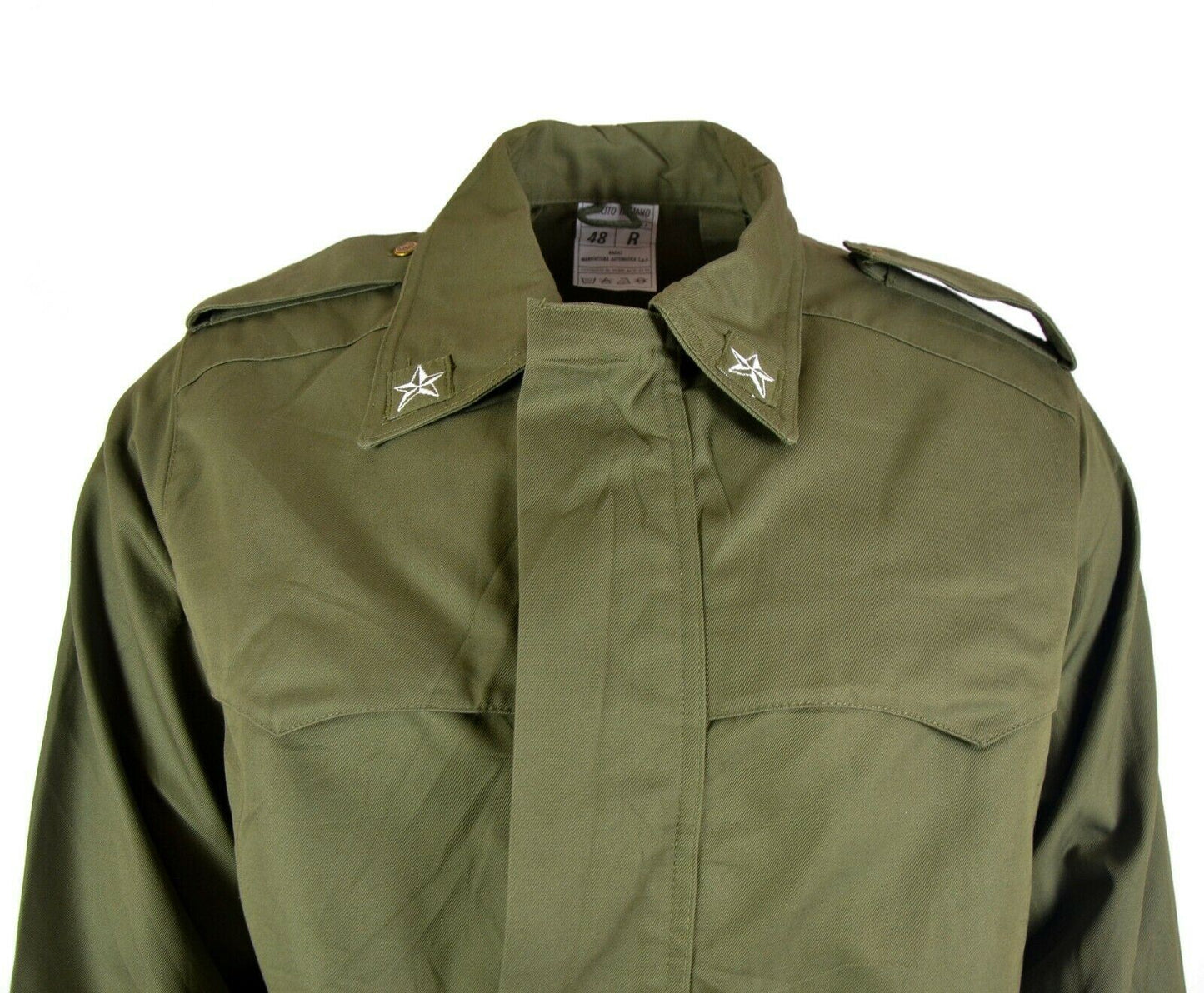 Italian army short military coat in olive color