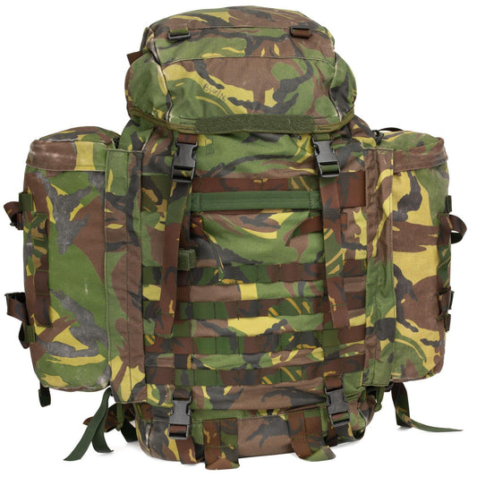 Dutch army tactical hiking backpack 60 liter capacity Woodland print