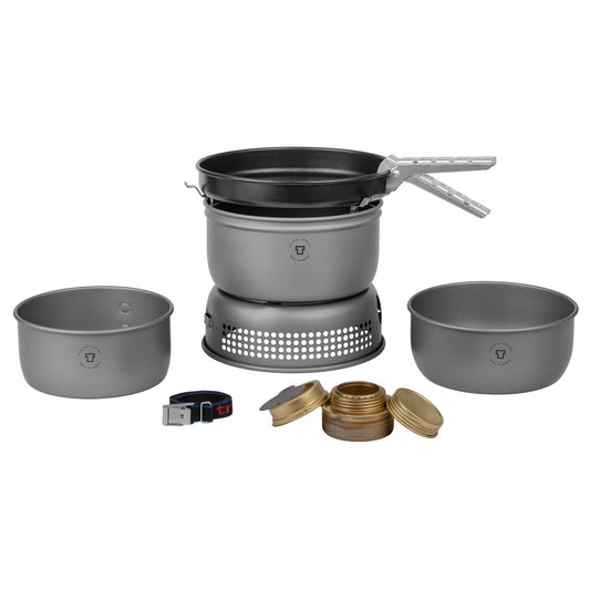 Trangia lightweight travel cookware set with liquid fuel stove