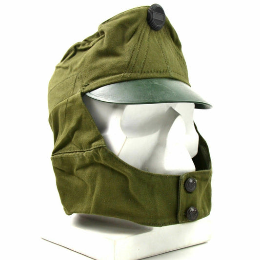 Hungarian army cap with beak and folding ear and neck protection