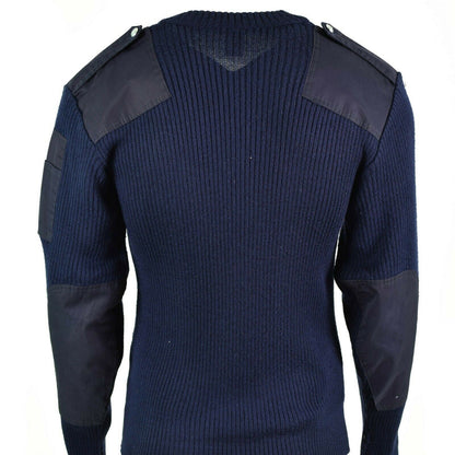 Italian army wool sweater V-neck Blue