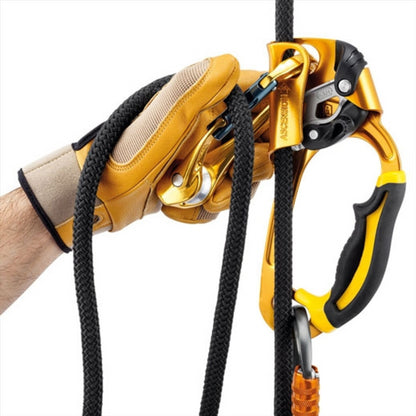 Petzl ROLLCLIP A karabinas su skriemuliu be užrakto geltonas