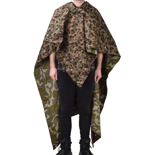 Austrian Army Poncho Tent Poncho Vintage Waterproof Pea Dot Print