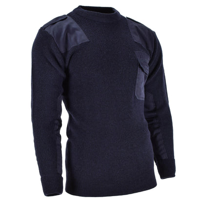 MIL-TEC military style wool sweater with oval neck Blue