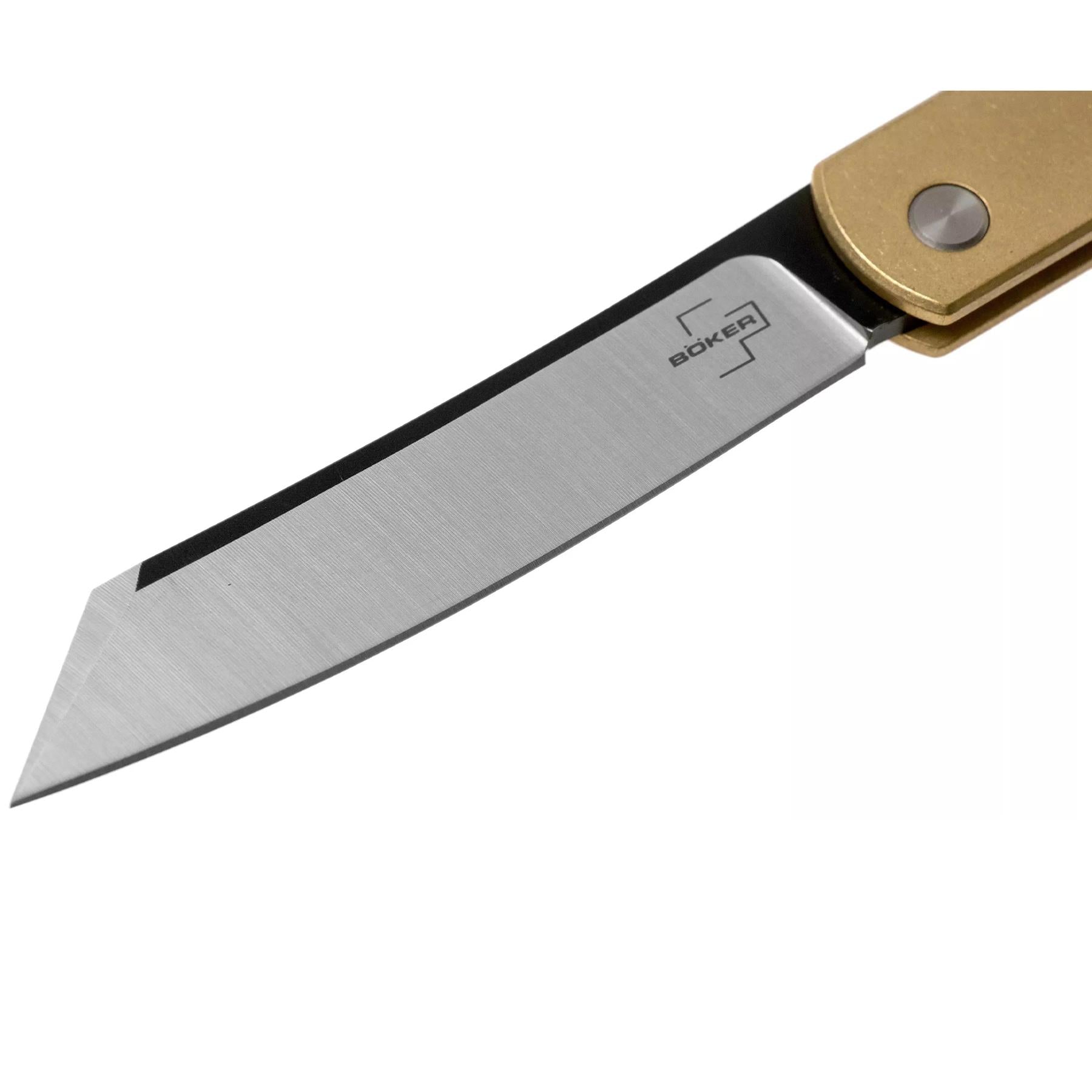 Boker Plus Zenshin 42 sulankstomas peilis su aukso spalvos rankena ir pilku nerūdijančio plieno ašmeniu