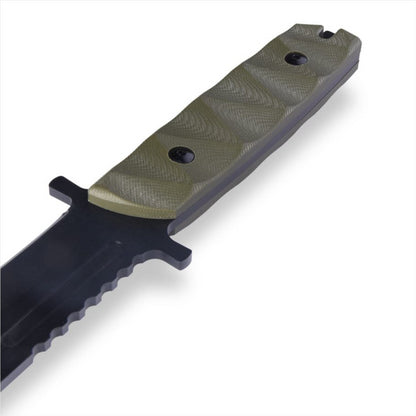 MIL-TEC M95 taktinis fiksuoto ašmens išgyvenimo peilis su dėklu