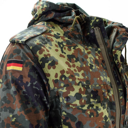 German army parka jacket with hood flecktarn