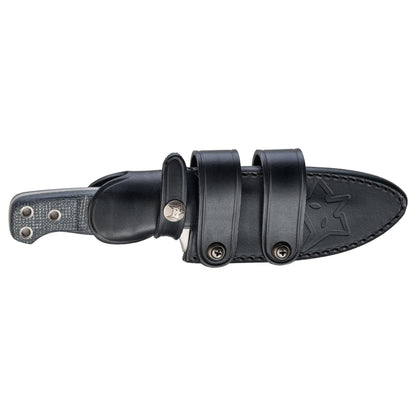 Fox Knives FX-103 MB fiksuotas peilis su tvirtu Niolox plieno ašmeniu ir odine dėklu patogiam nešiojimui.