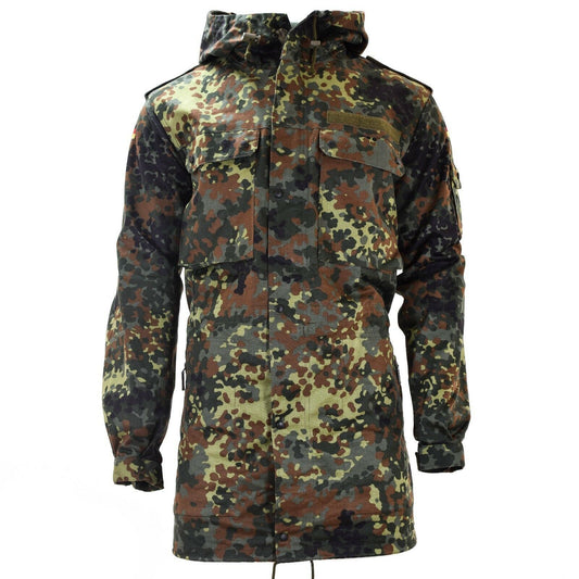 German army parka jacket with hood flecktarn